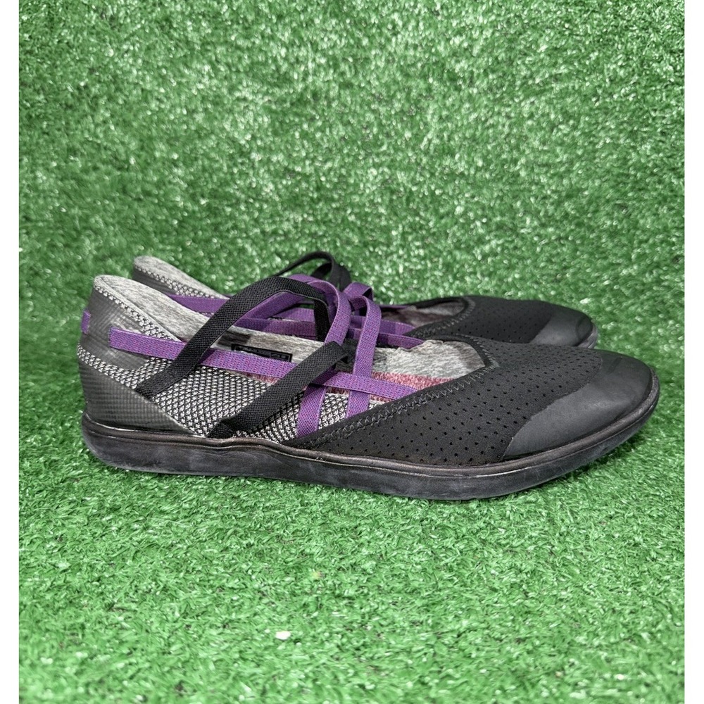 Teva Shoes Womens Size 8.5 Strappy Black‎ Purple Comfort Slip Ons Flats 1018309